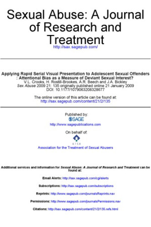Applying Rapid Serial Visual Presentation to Adolescent Sexual Offenders: Attentional Bias as a Measure of Deviant Sexual Interest?