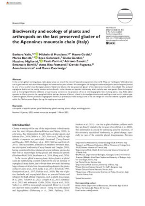Biodiversity and ecology of plants and arthropods on the last preserved glacier of the Apennines mountain chain (Italy)