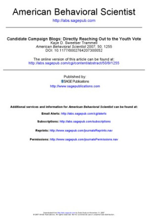 Candidate Campaign Blogs: Directly Reaching Out to the Youth Vote
