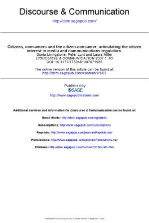Citizens, consumers and the citizen-consumer: articulating the citizen interest in media and communications regulation