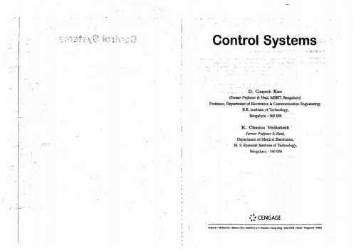 Control Systems By K. Channa Venkatesh  D. Ganesh Rao