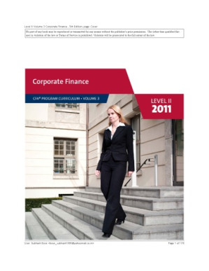 Corporate Finance (CFA Program Curriculum Level II 2011, Volume 3) - CFA Institute