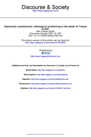 Diplomatic condolences: ideological positioning in the death of Yasser Arafat 18