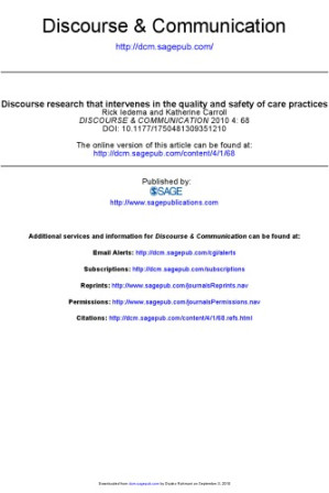 Discourse research that intervenes in the quality and safety of care practices