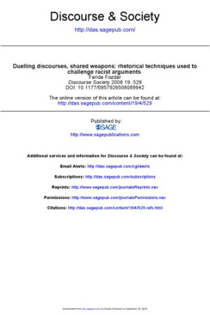 Duelling discourses, shared weapons: rhetorical techniques used to challenge racist arguments