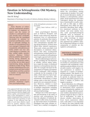 Emotion in Schizophrenia: Old Mystery, New Understanding 8