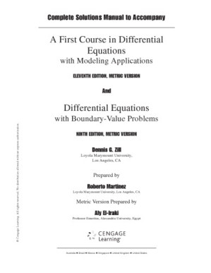 First Course in differential equations (11ed) / Differential Equations and Boundary Value Problems (9ed) Solutions manual