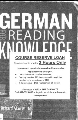 German for Reading Knowledge By Richard Alan Korb