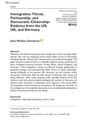 Immigration Threat, Partisanship, and Democratic Citizenship: Evidence from the US, UK, and Germany