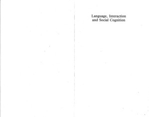 Language, interaction and social cognition