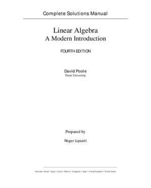 Linear Algebra - A Modern Introduction (4e) ISM By David Poole - 9781609832919