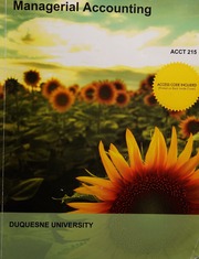 Managerial Accounting ACCT 215 Duquesne University