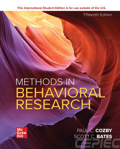 Methods in Behavioral Research ISE By Paul Cozby, Scott Bates
