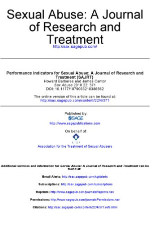 Performance Indicators for Sexual Abuse: A Journal of Research and Treatment (SAJRT)