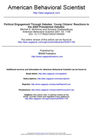 Political Engagement Through Debates: Young Citizens' Reactions to the 2004 Presidential Debates