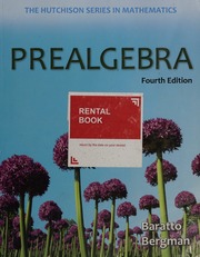 Prealgebra by Baratto, Stefan; Bergman, Barry; Hutchison, Donald, 1948-