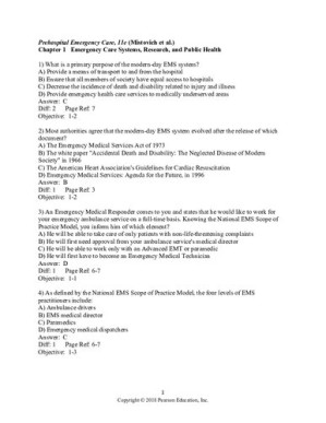Prehospital Emergency Care Test Bank - Joseph J. Mistovich, Keith J. Karren, Brent Hafen