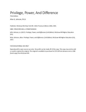 Privilege, power, and difference By Allan G. Johnson