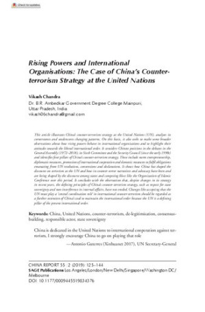Rising Powers and International Organisations: The Case of China’s Counter-terrorism Strategy at the United Nations
