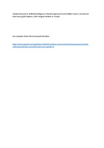 Solution Manual Artificial Intelligence A Modern Approach - Stuart J. Russell and Peter Norvig