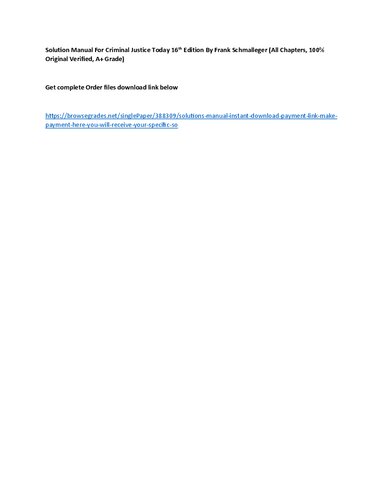 Solution Manual Criminal Justice Today - Frank Schmalleger