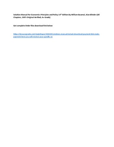 Solution Manual Economics Principles and Policy By William Baumol, Alan Blinder