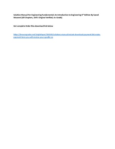 Solution Manual Engineering Fundamentals An Introduction to Engineering By Saeed Moaveni