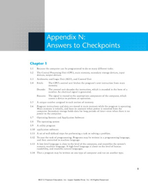Starting Out with C++: From Control Structures through Objects, Appendix N: Answers to Checkpoints - Tony Gaddis