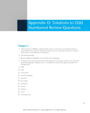 Starting Out with C++: From Control Structures through Objects, Appendix O: Solutions to Odd Numbered Review Questions - Tony Gaddis