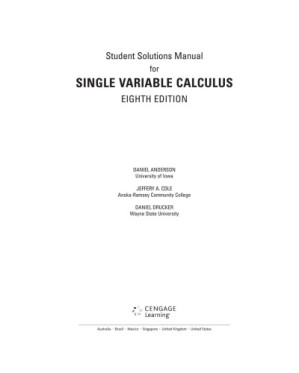 Student Solutions Manual, Chapters 1-11 for Stewart’s Single Variable Calculus, 8th By James Stewart - 9781305266636