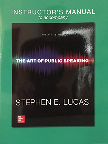 THE ART OF PUBLIC SPEAKING: INSTRUCTOR'S MANUAL To Accompany