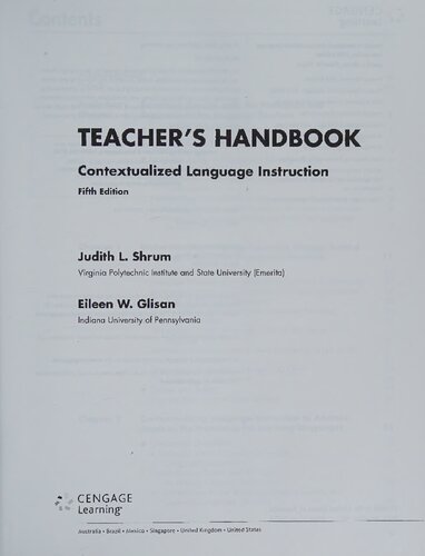 Teacher's Handbook: Contextualized Language Instruction By Judith L. Shrum, Eileen W. Glisan