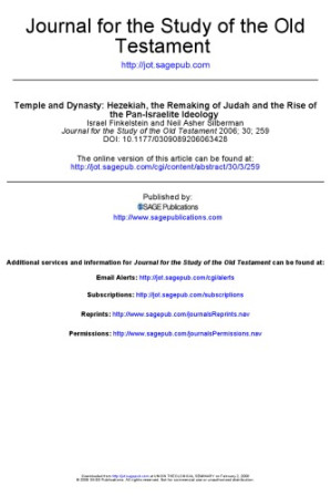 Temple and Dynasty: Hezekiah, the Remaking of Judah and the Rise of the Pan-Israelite Ideology 30