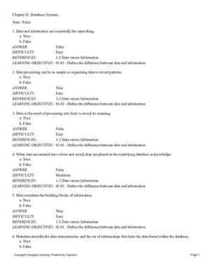 Testbank for Database Systems Design, Implementation, & Management By Carlos Coronel, Steven Morris