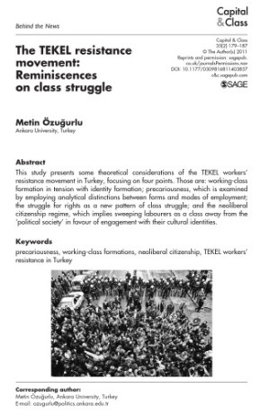 The TEKEL resistance movement: Reminiscences on class struggle