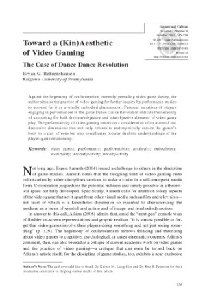 Toward a (Kin)Aesthetic of Video Gaming: The Case of Dance Dance Revolution
