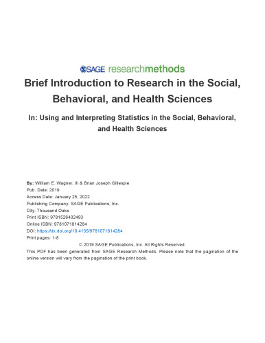 Using and Interpreting Statistics in the Social, Behavioral, and Health Sciences