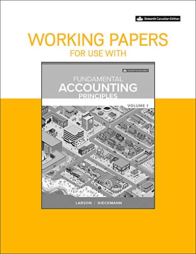 Working Papers for Fundamental Accounting Principles Volume 1