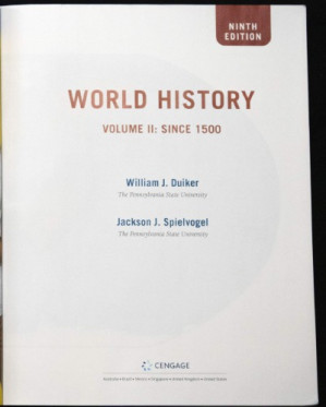 World History, Volume II: Since 1500 2 By William J Duiker Jackson J Spielvogel